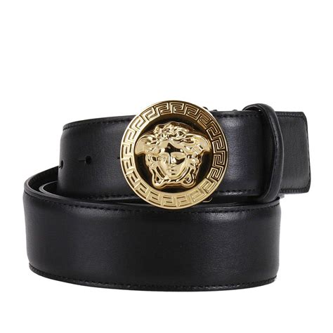 versace collection men's black leather adjustable belt 202|Versace belt farfetch.